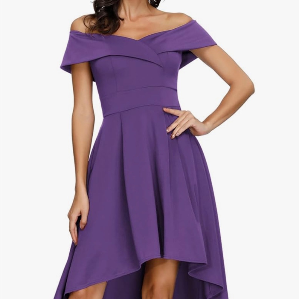 Elegant Purple Off-Shoulder Dress